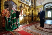 Святейший Патриарх Кирилл совершил благодарственный молебен в Благовещенском соборе Кремля по случаю вступления в должность Президента России В.В. Путина